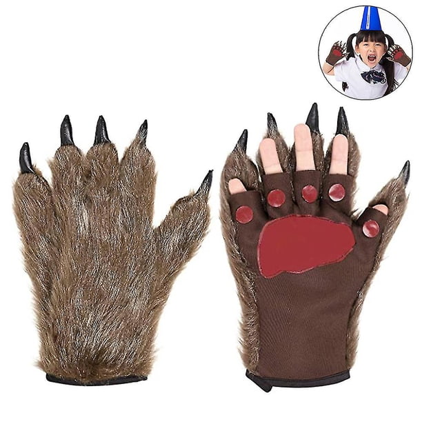 Guantes de Invierno sin Dedos TANGJMXG para Hombre Lobo de Felpa 1 Par