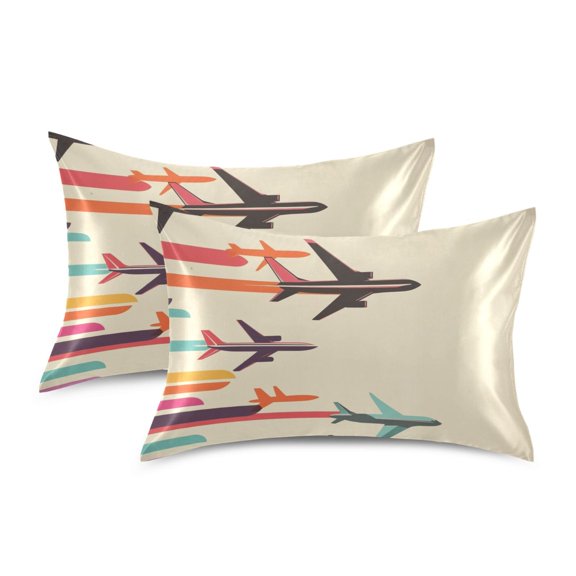 Yayeee Pillowcase Standard Size Set of 2 Satin Wrinkle Resistant Pillow Case, Flying Planes