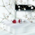 thumbnail image 6 of Rosec Jewels Lab Grown Ruby Heart Earrings with Halo - 8 mm - 4 Carat - AAAA Quality - Ruby Studs with Moissanite - Ready to Gift, 18K White Gold, 6 of 8