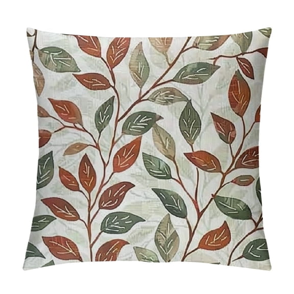 SHANXI Classical Jacquard Beige Leaf Pattern Square Decorative Throw Pillow Case Cushion Cover 12x12in