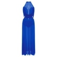 thumbnail image 2 of Haitryli Lyrical Dance Dress for Women Halter Sleeveless Mesh Flowy Tulle Skirt Maxi Long Dress Royal Blue XL, 2 of 6