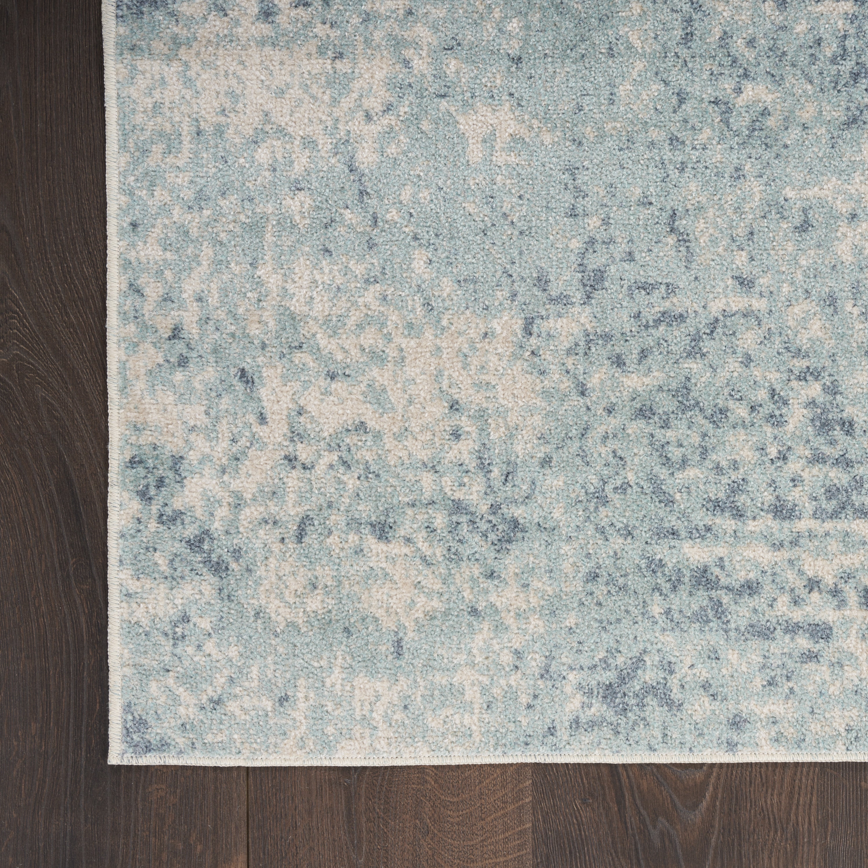 Nourison Astra Machine Washable Abstract Blue Ivory 9' x 12' Area Rug (9x12)