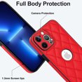 thumbnail image 7 of Logo View Design Compatible with iPhone 12 Pro Max Phone Case Luxury Diamond Plaid PU Leather Vintage Slim Non-Slip Soft Grip Shockproof Anti-fall Heavy Duty Protective Case Cover,Red, 7 of 7