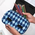thumbnail image 6 of Goofa Blue Squares Pattern Double Layer Pen Pencil Case, Protective Large Capacity Storage Organizer Pen Pouch, Office College Supplies for Teens Adults, 6 of 7
