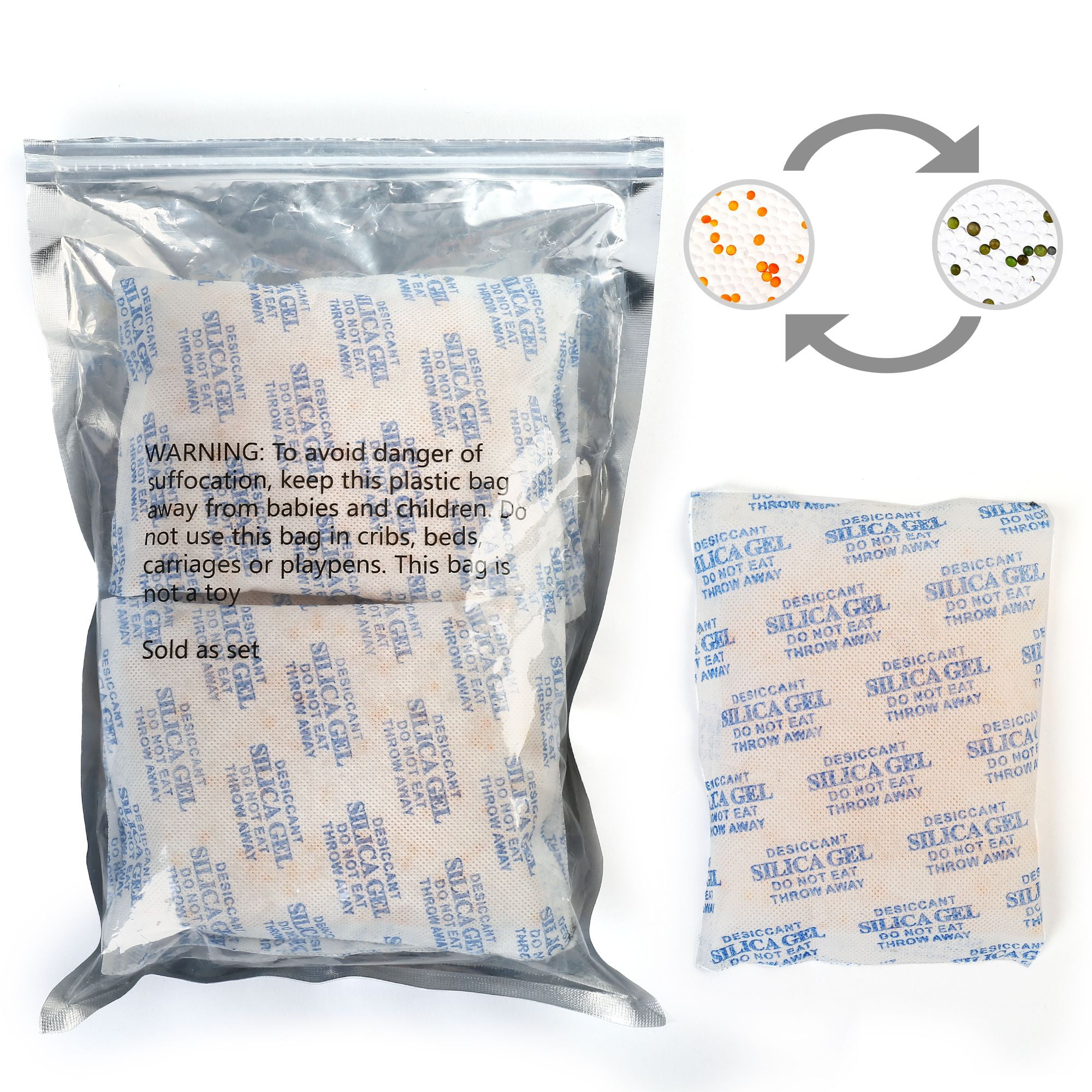 Details about   200x Non-Toxic Silica Gel Desiccant Drying Bag For Room Kitchen Food Clothes 0F 