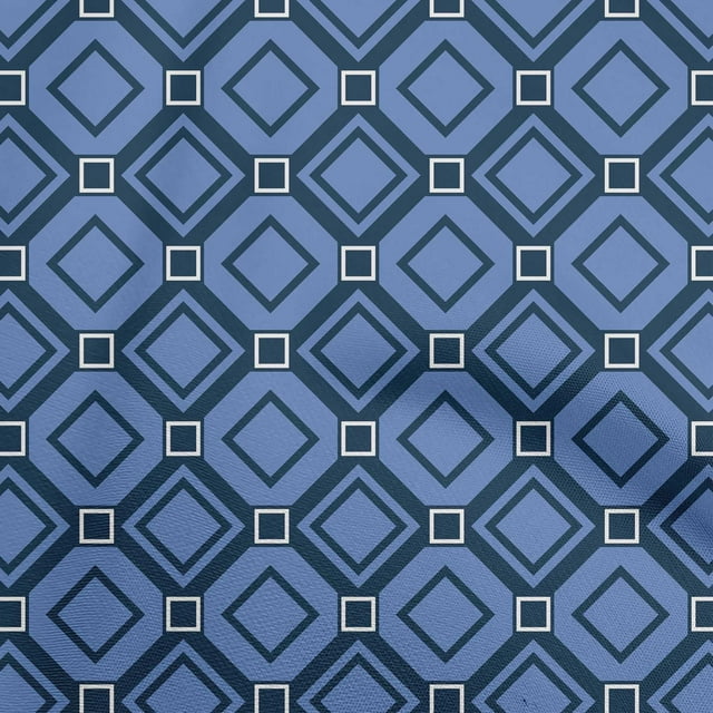 oneOone Tissu Georgette Viscose Bleu Sarcelle Tissu Géométrique pour Robe Tissu Imprimé au Mètre 42 Pouces de Large