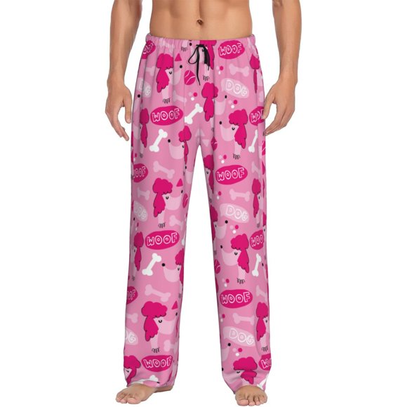 Fotbe Poodle Dog Pantalones de Pijama para Hombre, Pantalones de Dormir, Pantalones de Casa con Cintura Ajustable y Bolsillos-3X-Large