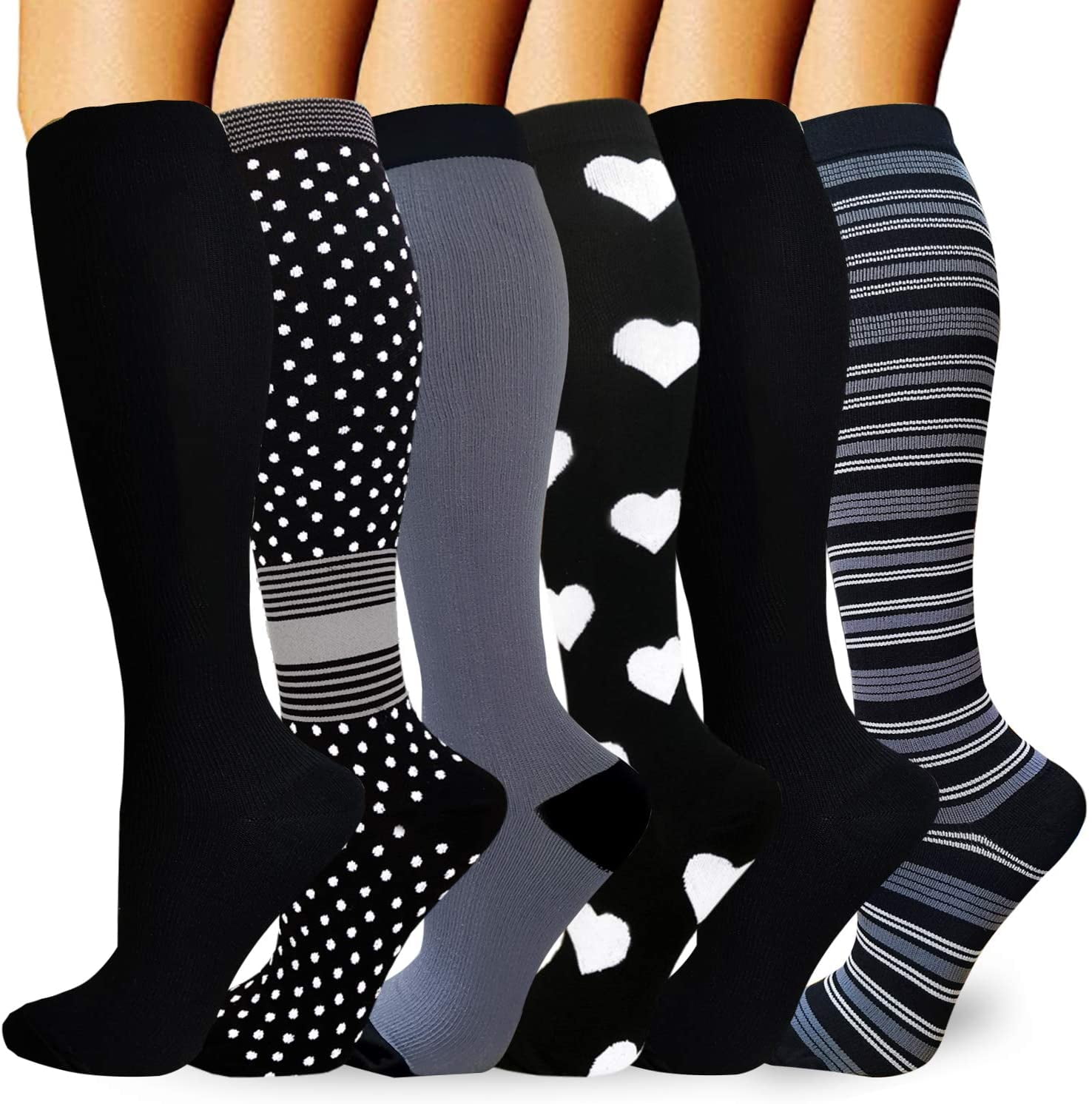 Calhnna Compression Socks For Men And Women 6 Pairs L Xl