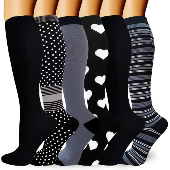 CALHNNA Compression Socks for Men & Women, 6 Pairs, S-M