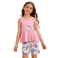 thumbnail image 2 of LRen Girls Spring Outfits 2 Piece Cute Bowknot Print Sleeveless Top Dress and Shorts Set Kids Summer Outfits, 2 of 9