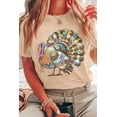 thumbnail image 2 of Women's Khaki Thanksgiving Turkey Print Round Neck T-Shirt for Festive Celebrations | [ZhiHiMeRi] | (US 20-22)2XL, 2 of 6
