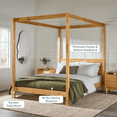 thumbnail image 3 of Walker Edison Minimalist Slatted Wood Queen Canopy Bedframe, Natural Pine, 3 of 18
