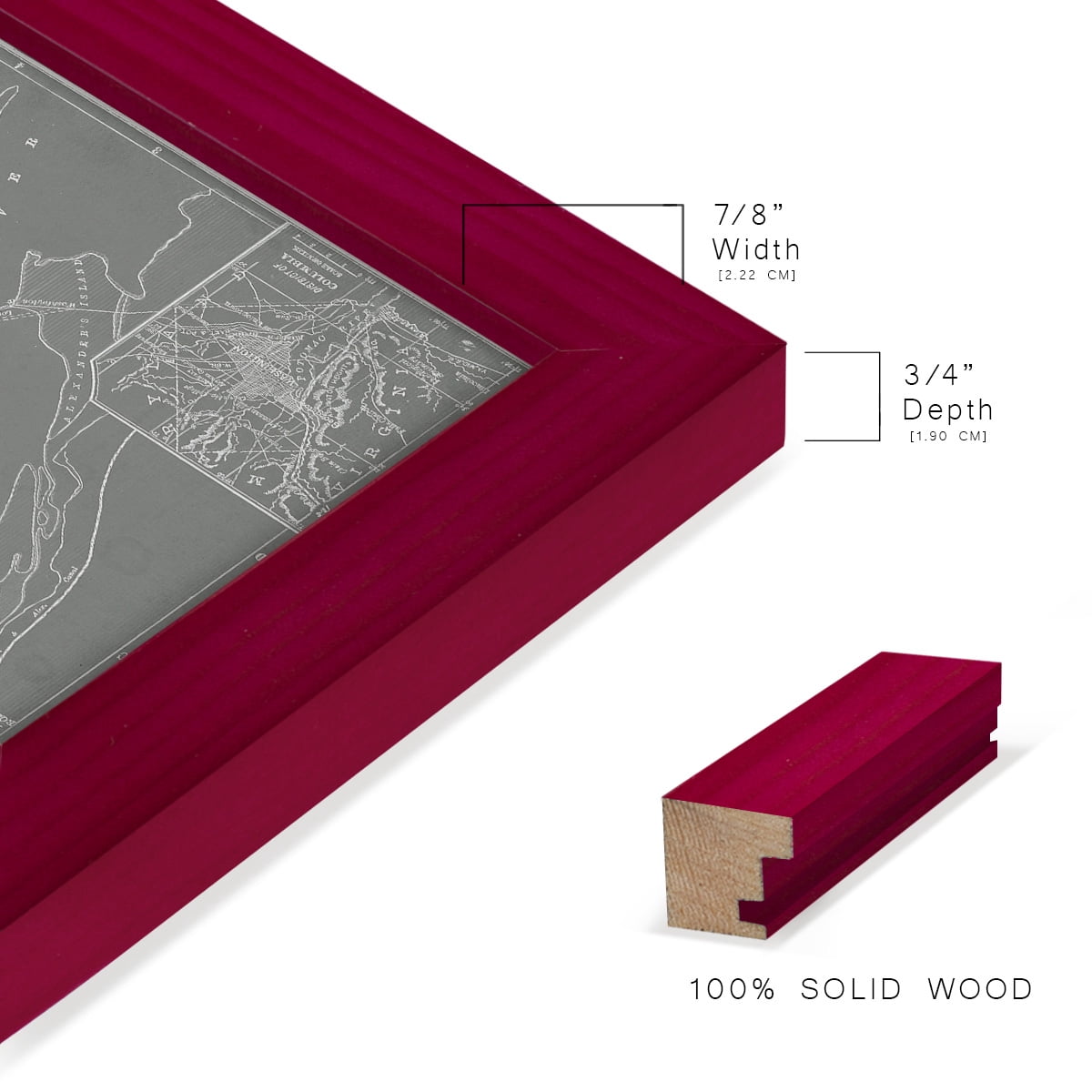 City Map of Washington D.C. -Framed Print w/glass-Cherry Red