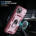 thumbnail image 5 of JTCASES for iPhone 13 Mini Case, Sliding Camera Cover+ Rotating Ring Kickstand + Magnetic Car Mount + Inside Card Holder, Bracket Shockproof Frame Anti-drop PC TPU Heavy Duty Protection, Rose/Pink, 5 of 11