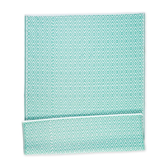 Aqua Reversible Diamond Outdoor Rug 4X6-Ft