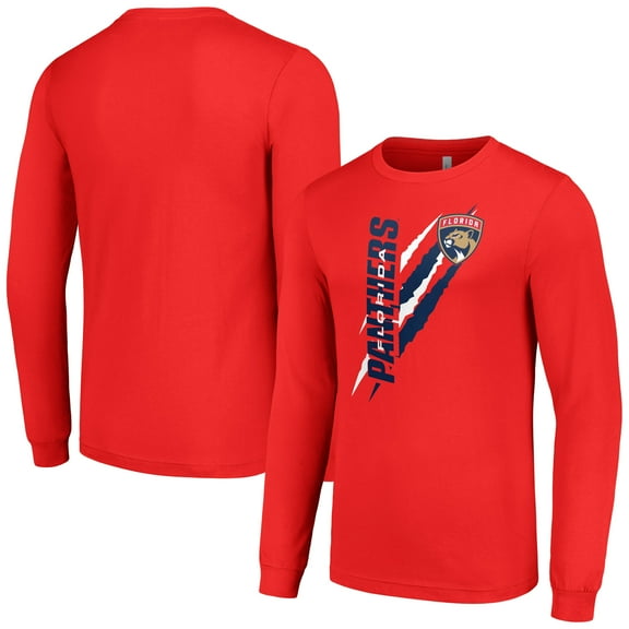 Men's Starter Red Florida Panthers Color Scratch Long-Sleeve T-Shirt