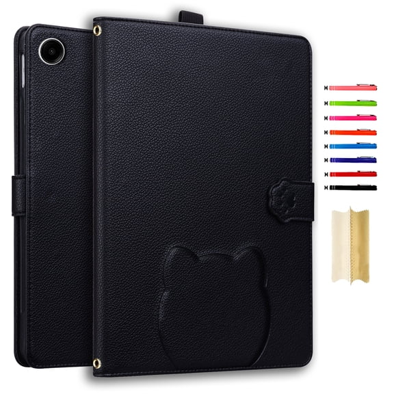 Wallet Case for Samsung Galaxy Tab A9 11.0" 2023 SM-X210 / SM-X215 / SM-X216, Luxury TPU & PU Leather Shockproof Magnetic Clasp Kickstand Drop Protection with Credit Card Slot, Black
