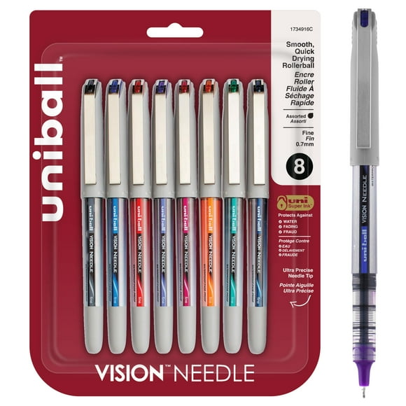 Bolígrafo enrollable Uniball Vision Needle Fine 0.7 mm, paquete de 8
