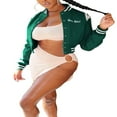 thumbnail image 4 of Veste Universitaire pour Femmes à Manches Longues, Veste de Baseball Courte, Manteaux Bomber, Mode Mode Urbaine, 4 of 8
