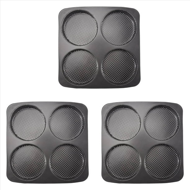 3X Molde para Panecillos para Hamburguesas, Molde para Hamburguesas Acero Carbono Antiadherente 5 Pulgadas, Molde para Hornear Grande 4 Tazas para Panecillos Hamburguesas Caseros