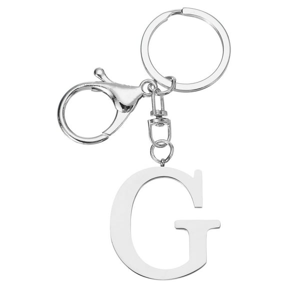 Uxcell Initial Letter Key Chain, Letter A-Z Keychain Initials Keyring Alphabet Keyrings for Keys, Silver (G)