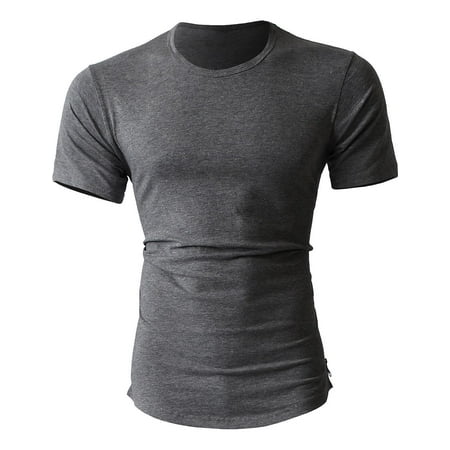Men's Longtailed Crew Neck Short Sleeve T-Shirts with Side