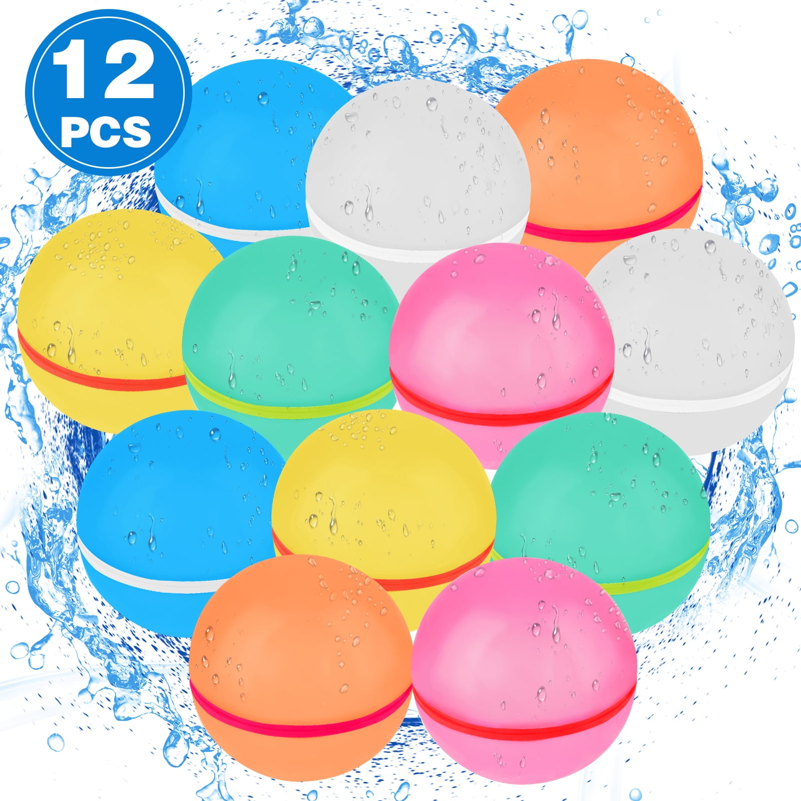 Aboosam Reusable Water Balloons, 12 Pieces Refillable Water Ballons