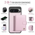 thumbnail image 4 of JEEHOOD Case For Google Pixel 9 / Pixel 9 Pro, RFID Blocking Compatible With MagSafe Detachable 2 In 1 Wallet With Snap fastening Card Holder,PU Leather Case,Kickstand Magnetic Protective Cover,Pink, 4 of 8