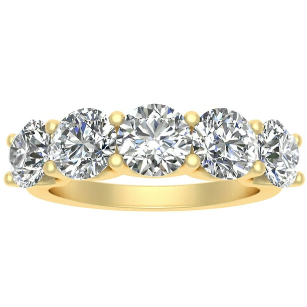 Sk Jewel - 1.50ctw Diamond Five Stone Anniversary Band in 14k Yellow