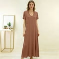 thumbnail image 2 of MEICHEN Women's Summer Sleepshirts Nightgowns for Women for Sleeping Short Sleeve V Neck Long Dress Causal Nightwear Womens Home Essentials Fashion Clothing, 2 of 7