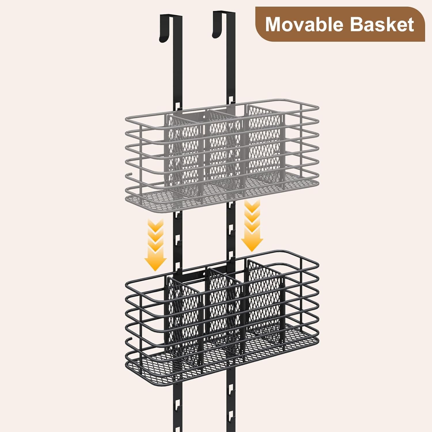 X-COSRACK 7-Tier Over The Door Organizer with Hair Tool Holder, Heavy Duty Metal Bathroom Storage Rack, Adjustable Hanging Wall Mount Shower Caddy for Closet, Pantry and Bedroom