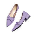 thumbnail image 2 of YDN Women Fashion Pointed Closed Toe Block Low Heel Pumps Slip On Flats Shoes Office Daily Shopping Size 4 Purple, 2 of 4