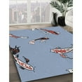 thumbnail image 3 of Ahgly Company Machine Washable Indoor Square Transitional Jeans Blue Area Rugs, 7' Square, 3 of 7