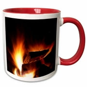 Photograph of a fire in an outdoor fireplace. 11oz Two-Tone Red Mug mug-304348-5