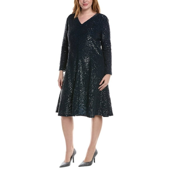 Michael Kors womens  Collection Sequin Flare Midi Dress, 10, Blue