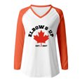 thumbnail image 3 of MHFRRA Camiseta de Manga Larga con Cuello En V y Estampado de La Bandera de Canadá para Mujer Naranja, 3 of 4