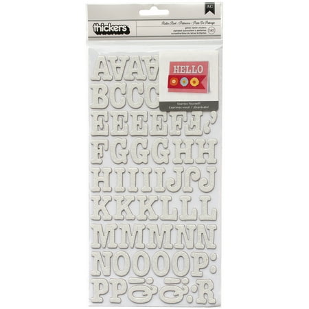 UPC: 0718813428644 | American Crafts Thickers Alphabet Chipboard Stickers 2/Pkg-Roller Rink – White Glitter