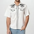 thumbnail image 2 of Mens Shirts Western Denim 3D Printed Lapel Button Short Sleeve Floral Mens Clothing,White,S, 2 of 4
