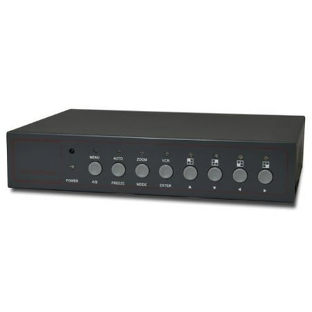 Color Multiplexer - Video Quad Color 4CH Multiplexer 2 BNC Output with Loop, Remote Control and FREE 1Amp power adapter