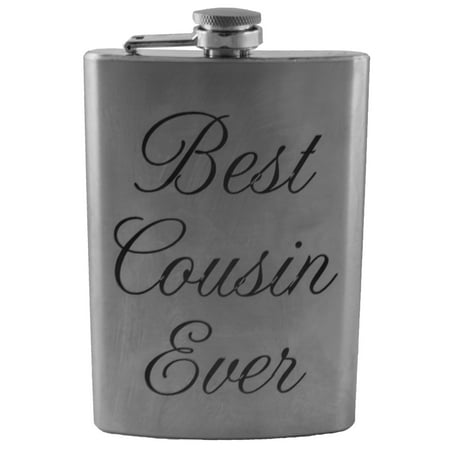 8oz Best Cousin Ever Flask Laser Engraved