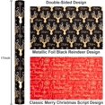 thumbnail image 3 of Reversible Christmas Wrapping Paper Roll, Black and Gold Wrapping Paper, Vintage Gold Deer Antlers Christmas Gift Wrap with Metallic Shine for Winter Holiday, Craft Supply (17 Inch X 33 Feet), 3 of 15