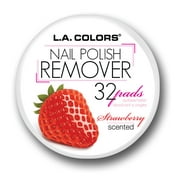 LA Colors Scented Nail Polish Remover Pads, Strawberry, 32 Ct
