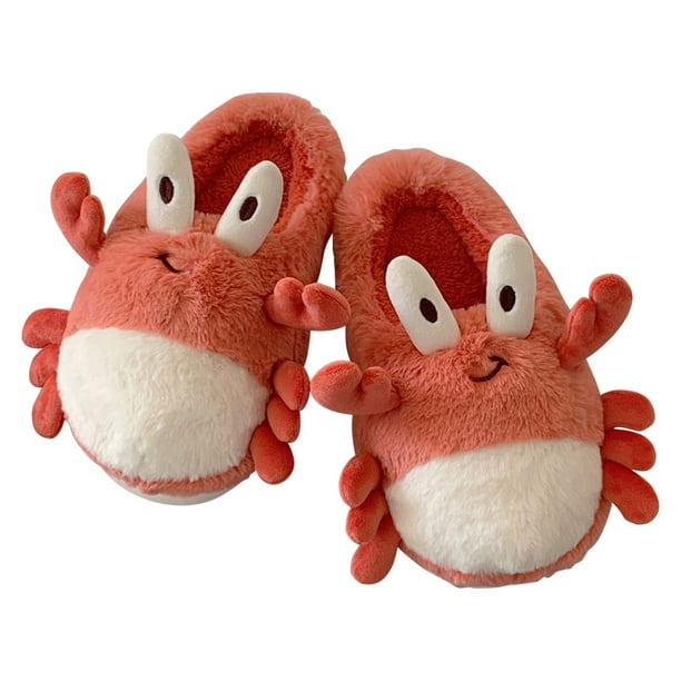 Zapatos Casa Sin Cordones Pantuflas Cangrejo Felpa Cómodos Antideslizantes para Otoño E Invierno