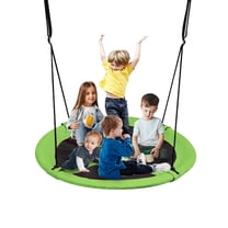 PRINIC 43" 700LBS Saucer Tree Swing for Kids, Waterproof Flying Saucer Swing with Swivel, Hanging Straps, Adjustable Ropes, Round Mat Spinner Swing for indoor/playground swing set, Green
