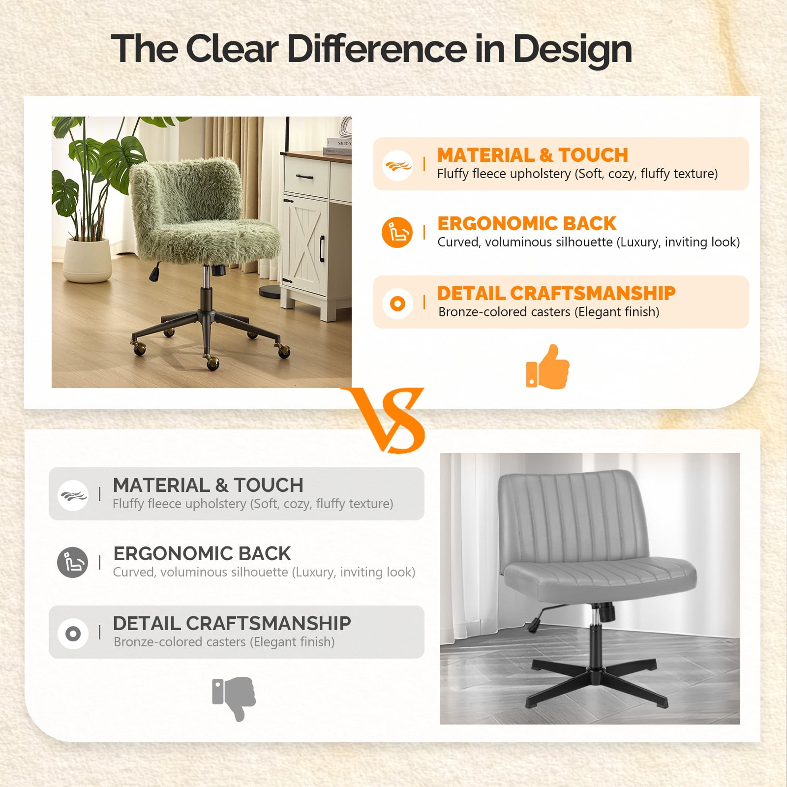 Ktaxon Vanity Chair, Adjustable Desk Chair with Metal Base and Swiveel Casters, Long Pile Fabric Makeup Chair for Women, Ideal for Office,Study and Home Green