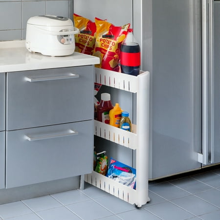 

Everyday Home Portable Plastic Shelving Unit Organizer with 3 Large Storage Baskets up to 100lb capacity