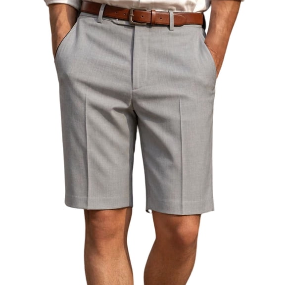 Tsesme Men's Bermuda Shorts Classic Straight Fits Summer Business Work Shorts Casual Knee Length Dress Shorts with Pockets Gray S