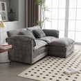 thumbnail image 3 of Modern Chenille Fabric Oversized Double Sofa with Footstool (76.77*29.53*31.10inch), 3 of 23