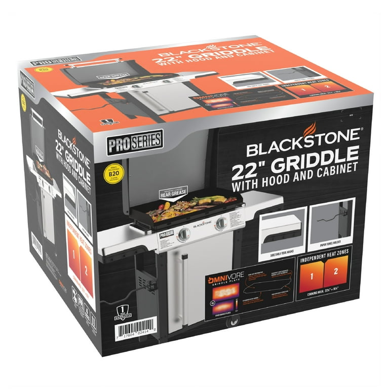 Blackstone ProSeries 2-Burner 22" Propane Omnivore Griddle with Dual Side Shelves