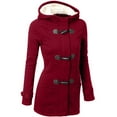 thumbnail image 6 of Yokua Womens Fashion Horn Button Fleece Thicken Coat with Hood Winter Warm Jacket, 6 of 10